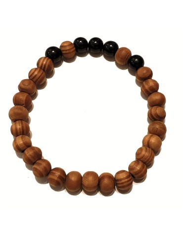 Bracelet Homme perles en Bois et en Tagua ou ivoire végétal teinté