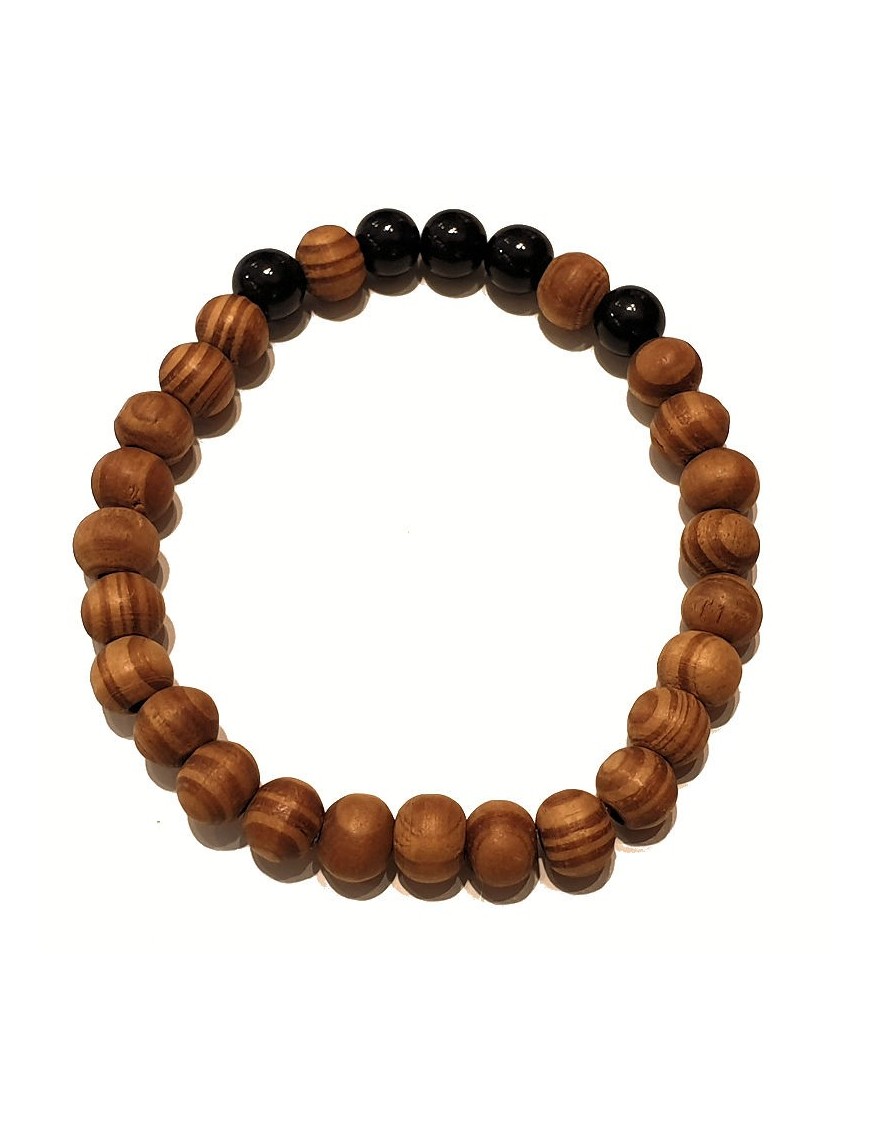 Bracelet Homme perles en Bois et en Tagua ou ivoire végétal teinté
