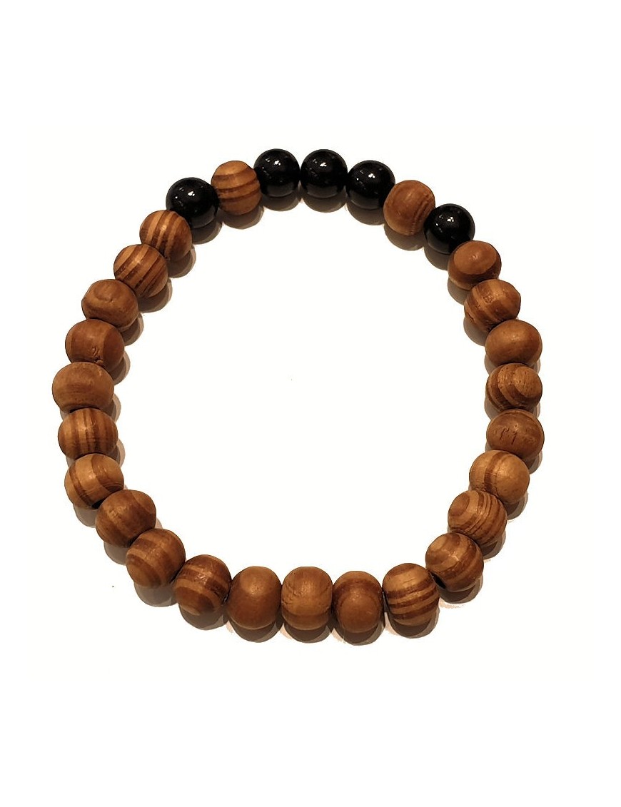 Bracelet Homme perles en Bois et en Tagua ou ivoire végétal teinté