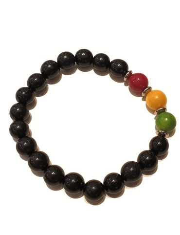 Bracelet Homme perles en Tagua ou ivoire végétal teinté