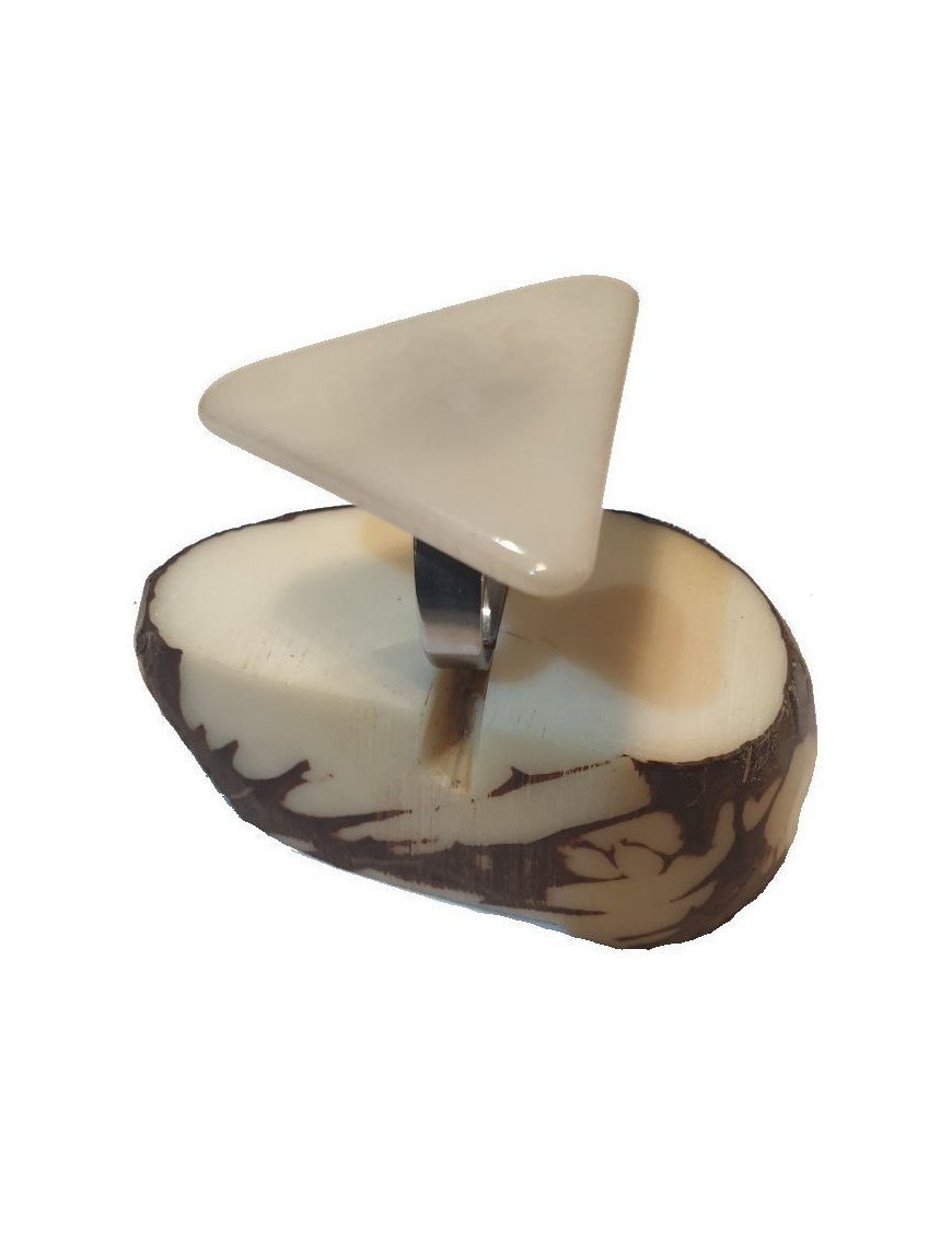 Bague tranche de Tagua Naturelle en triangle