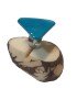 Bague tranche de Tagua en triangle Teintée en Bleu Azure