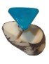 Bague tranche de Tagua en triangle Teintée en Bleu Azure