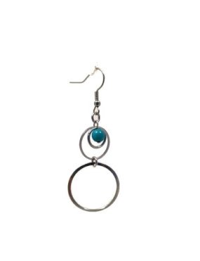 Boucles d'oreilles Acier et Tagua ou Ivoire Végétal perles bleu