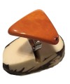 Bague tranche de Tagua en triangle Teintée en Orange