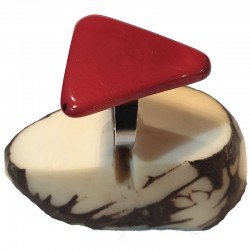 Bague tranche de Tagua en triangle Teintée en Rouge