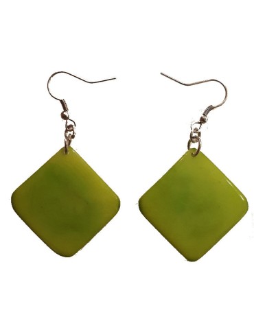 Boucles d'oreilles carrées en ivoire végétal teinté en VERT
