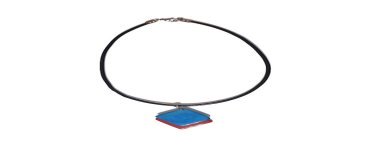 Pendentif doubles carrés en ivoire végétal teinté Bleu et  Rouge