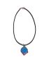 Pendentif doubles carrés en ivoire végétal teinté Bleu et  Rouge