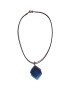 Pendentif doubles carrés en ivoire végétal teinté Bleu