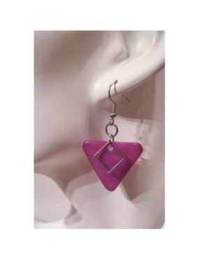 Boucles d'oreilles triangles en ivoire végétal teintées en VIOLET