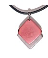 Pendentif doubles carrés en ivoire végétal teinté ROSE et GRIS