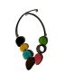 Collier cordon cuir, tranches de tagua teintées et coco2