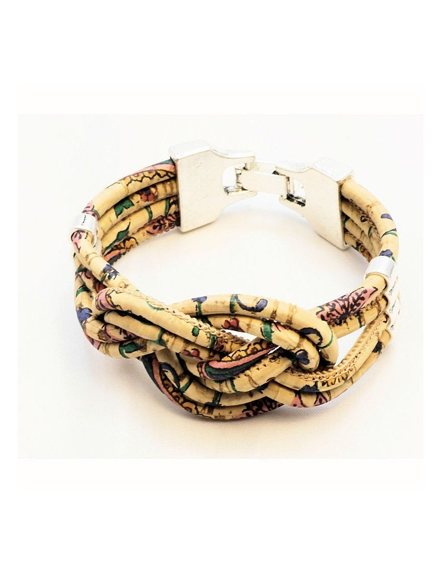 Bracelet en Liège coloré et naturel tressé