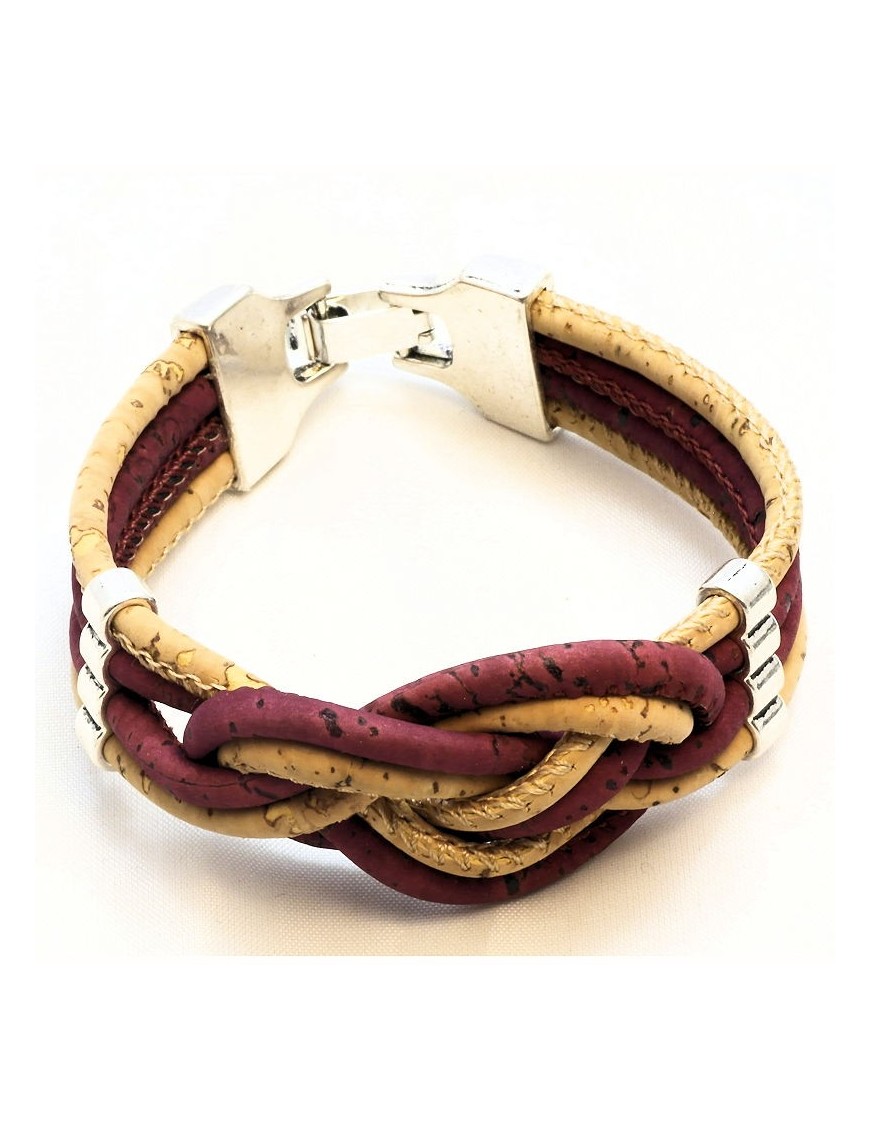 Bracelet en Liège coloré et naturel tressé