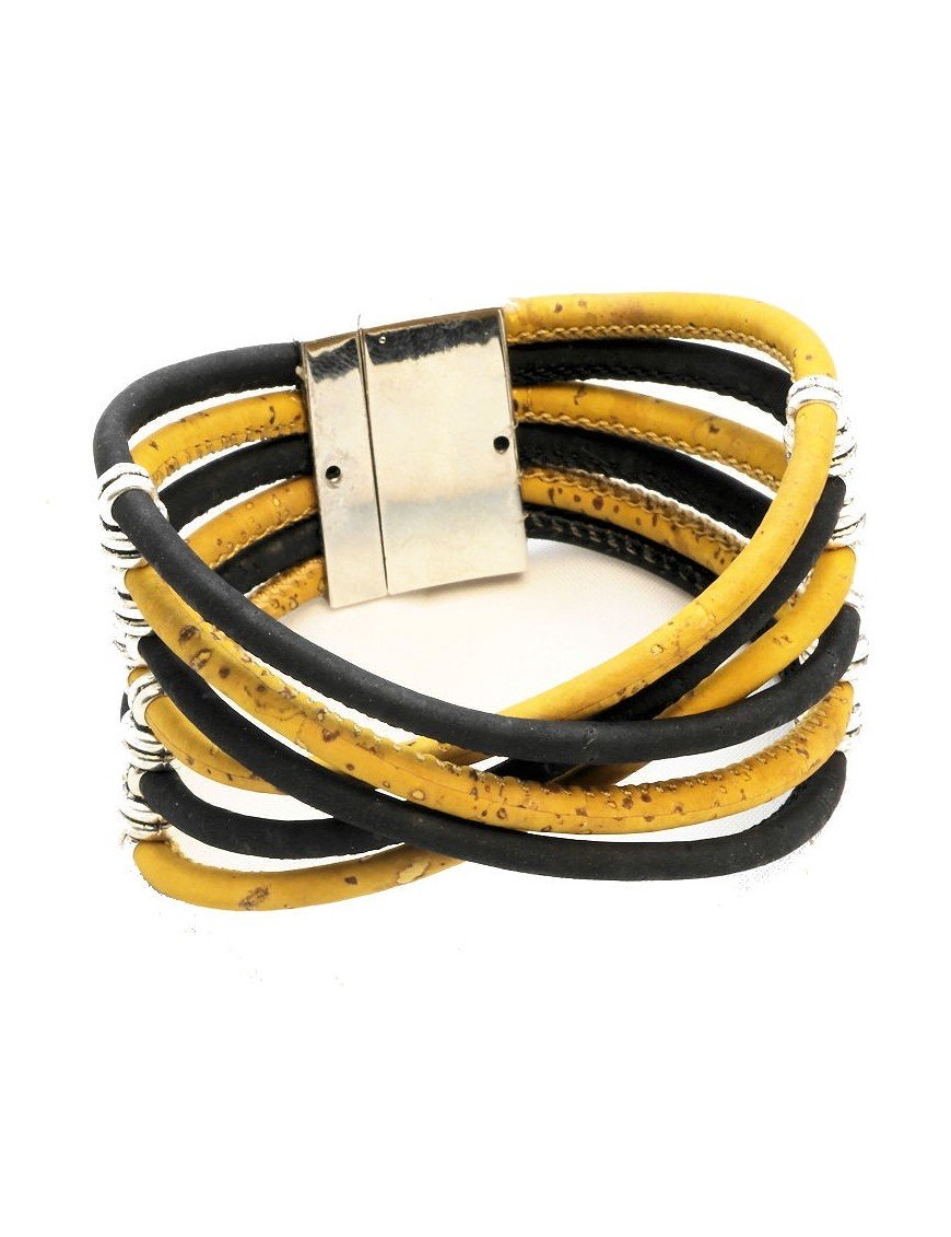 Bracelet en Liège coloré six brins