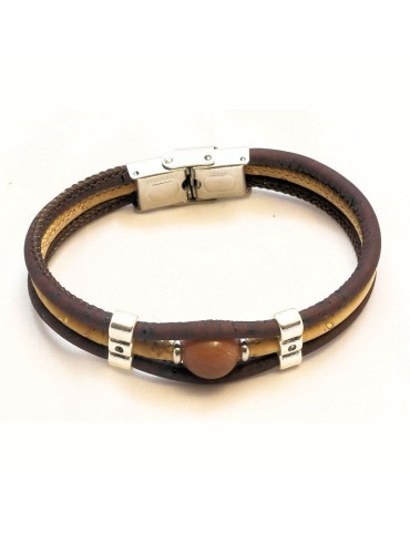 Bracelet en Liège coloré et naturel avec perle de tagua