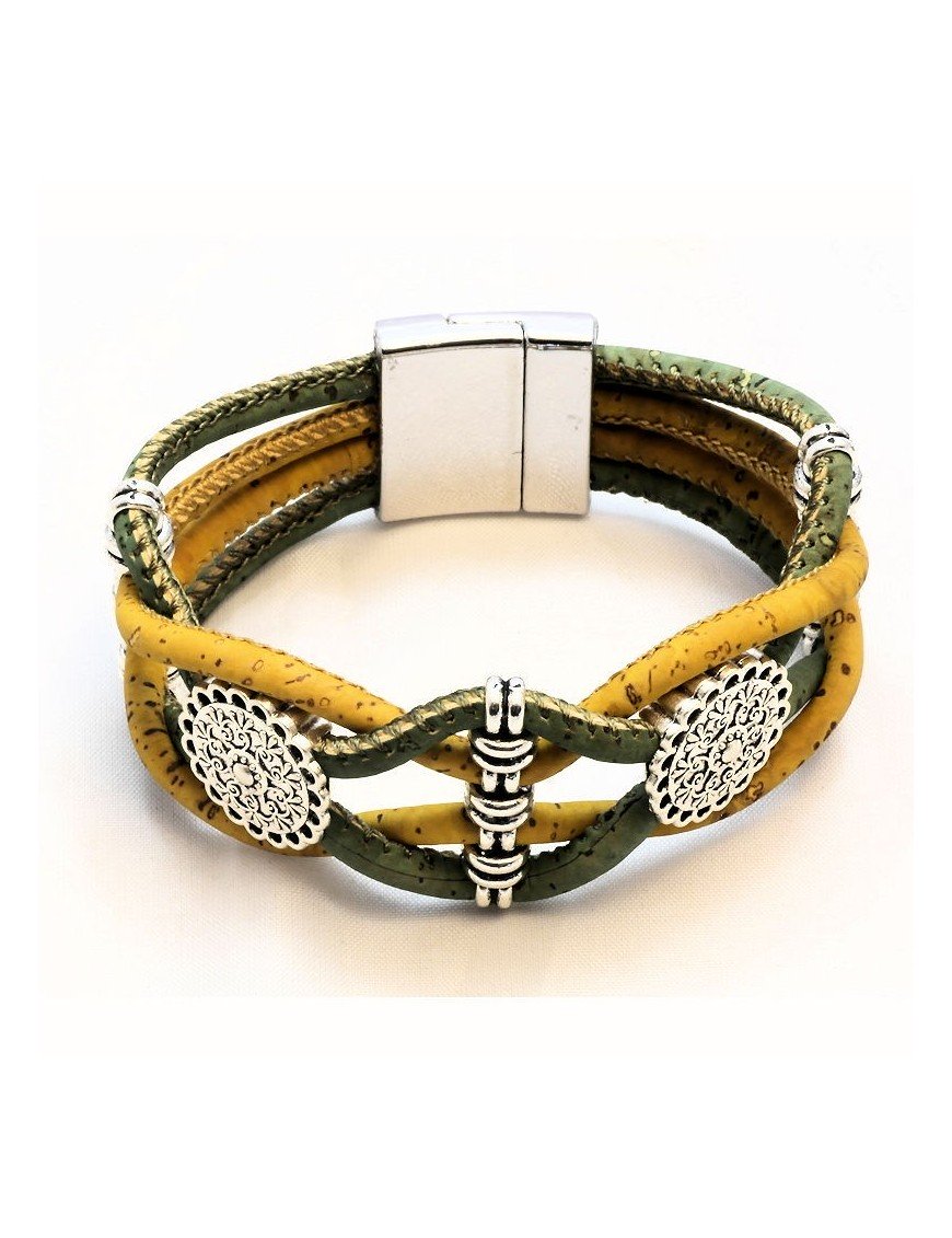 Bracelet en Liège coloré 4 brins