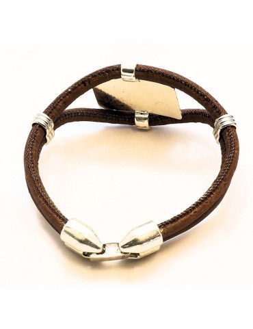 Bracelet en Liège coloré plaque argentée