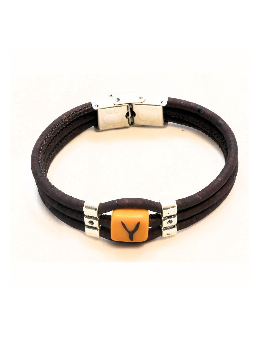 Bracelet en Liège coloré et naturel avec perle de tagua