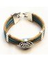 Bracelet en Liège coloré et naturel avec fleur argentée