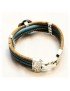 Bracelet en Liège coloré et naturel avec fleur argentée
