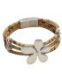 Bracelet en Liège coloré fleur argentée