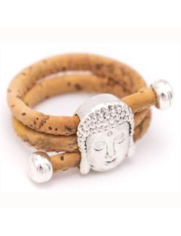 Bague réglable en liège tête de Bouddha