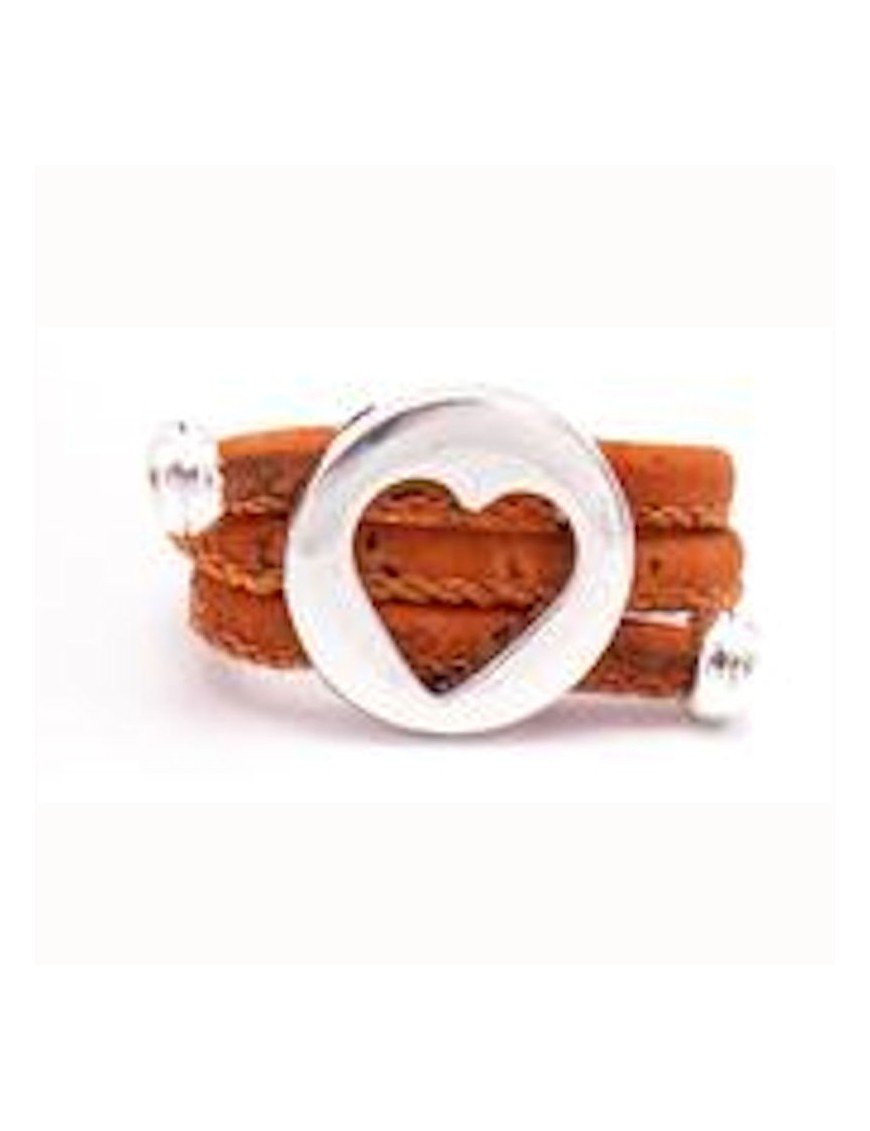 Bague coeur  en liège réglable