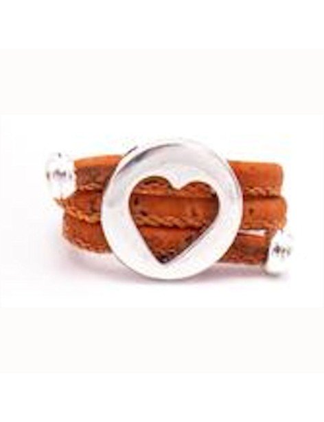 Bague coeur  en liège réglable