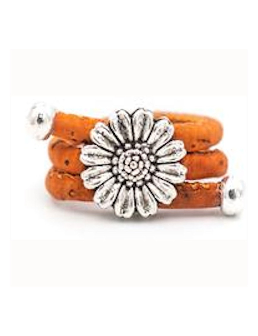 Bague fleur en liège réglable