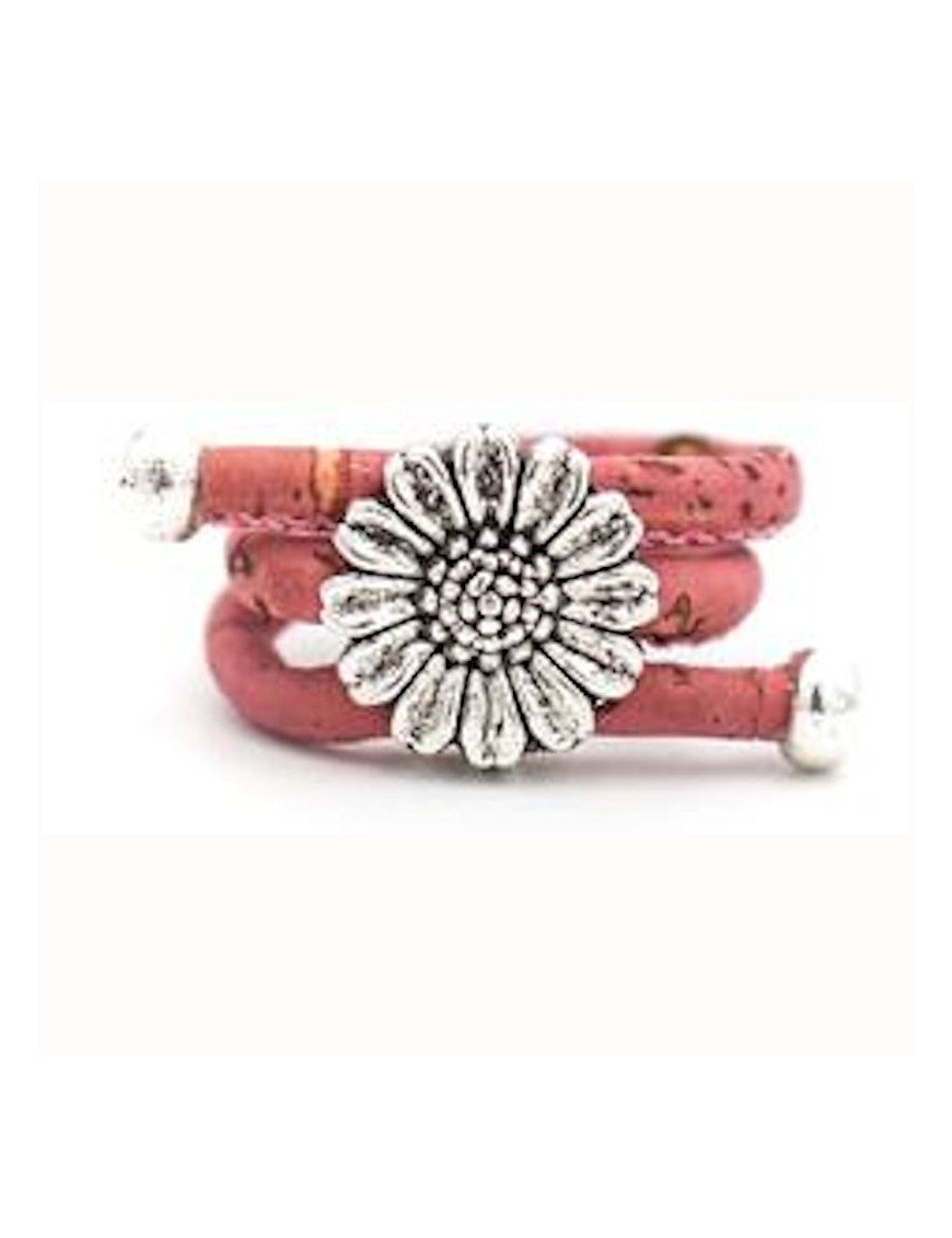 Bague fleur en liège réglable