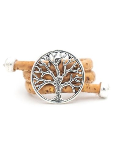 Bague réglable en liège arbre de vie