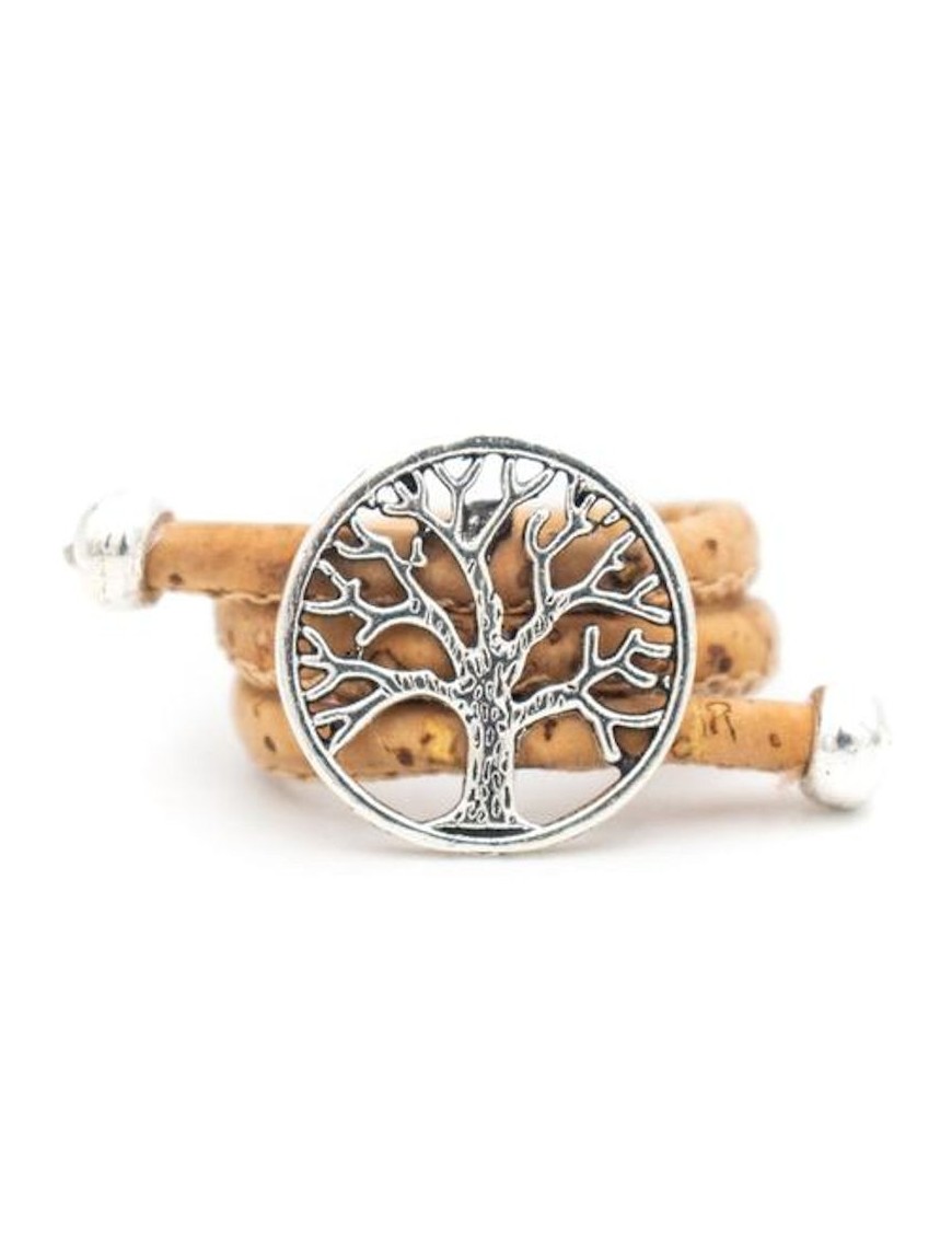 Bague réglable en liège arbre de vie