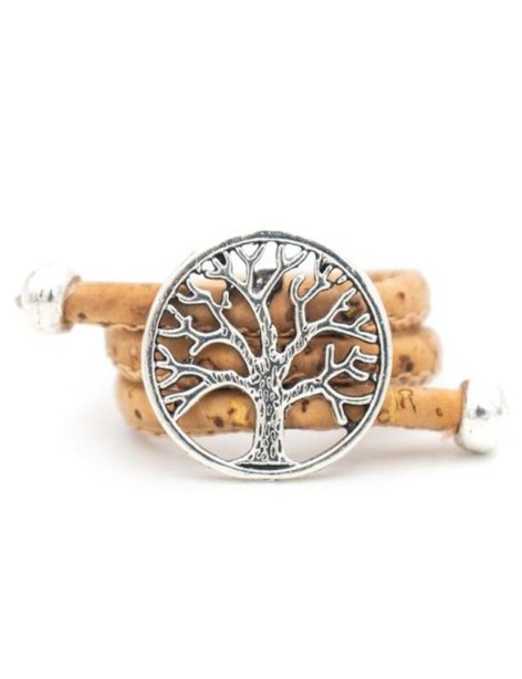 Bague réglable en liège arbre de vie