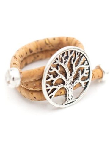 Bague réglable en liège arbre de vie