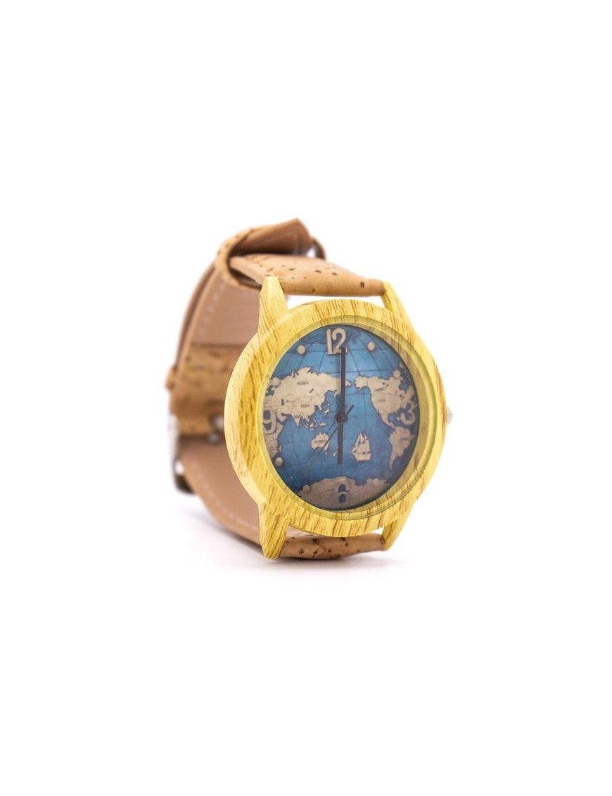 Montre en Acier Inoxydable couleur bois & Bracelet en Liège