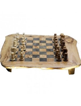 Jeu d'échecs en tagua Noir/blanc cases 40 mm.