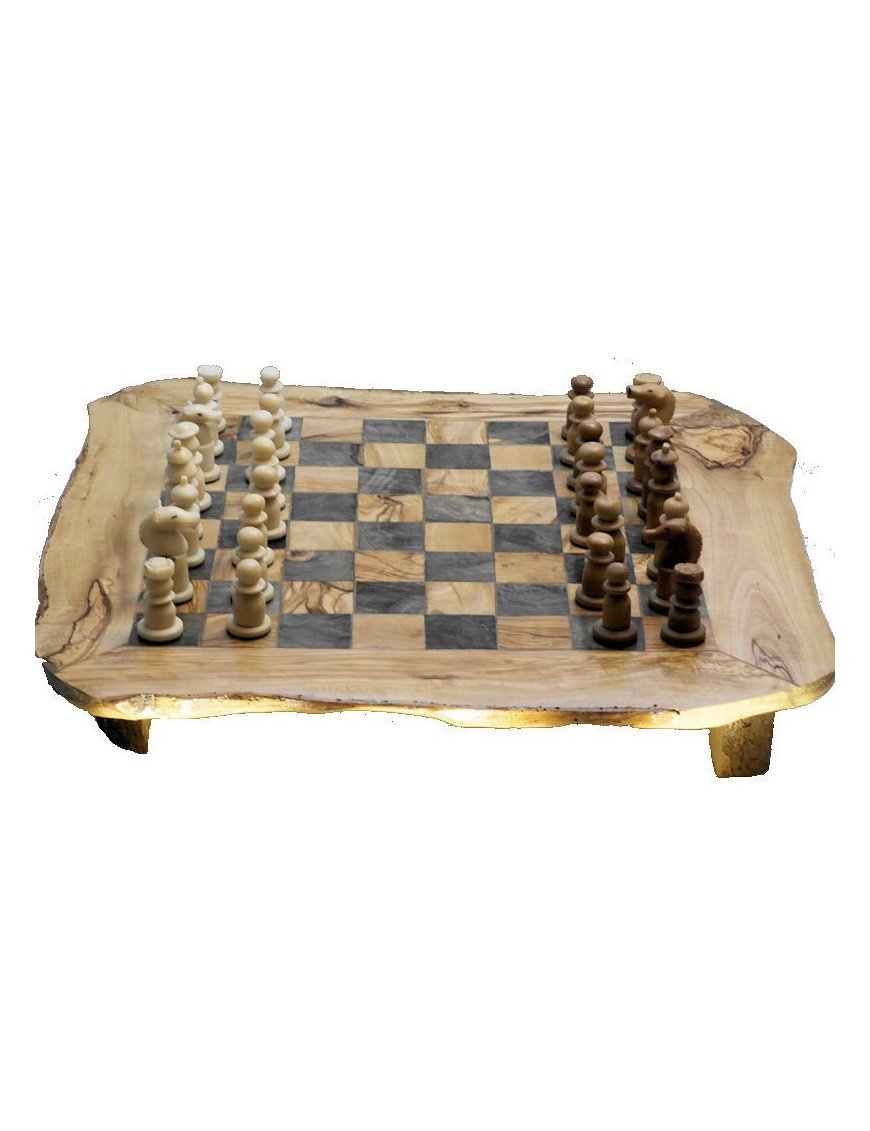 Jeu d'échecs en tagua Noir/blanc cases 40 mm.