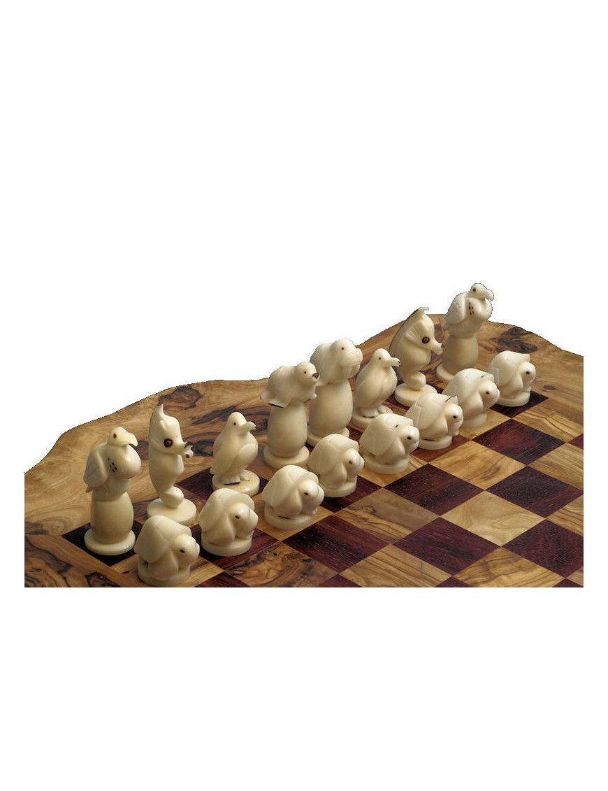 Jeu D'échecs Roy Lion – Pièces Animaux Africains Sculptées Main – 30 Pièces