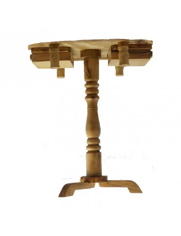 ENSEMBLE TABLE EN BOIS D'OLIVIER, ET JEUX D'ECHECS EN TAGUA OU IVOIRE VEGETAL