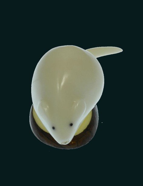 Souris taillé dans la graine de tagua, ivoire végétal ou corozo Souris taillé dans la graine de tagua, ivoire végétal ou corozo