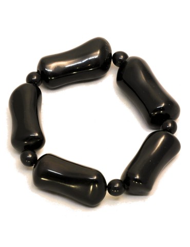 Bracelet en graine de TAGUA, corozo ou ivoire végétal. Modèle élégant et naturel , couleur noir