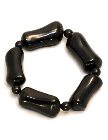 Bracelet en graine de TAGUA, corozo ou ivoire végétal. Modèle élégant et naturel , couleur noir
