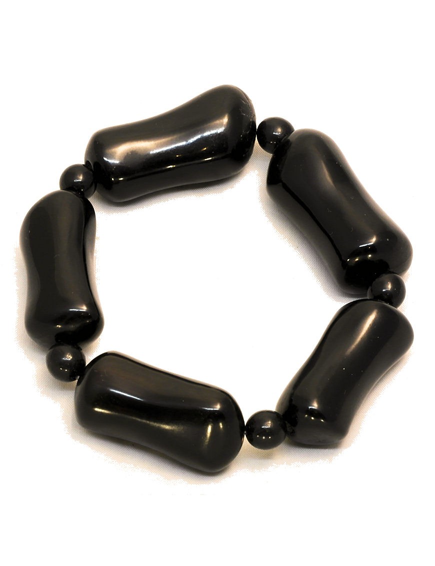 Bracelet en graine de TAGUA, corozo ou ivoire végétal. Modèle élégant et naturel , couleur noir