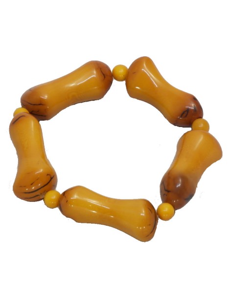Bracelet en graine de TAGUA, corozo ou ivoire végétal. Modèle élégant et naturel , couleur orange