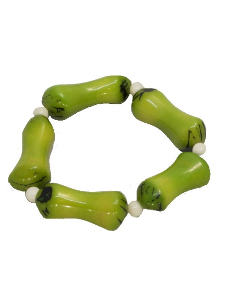 Bracelet en graine de TAGUA, corozo ou ivoire végétal. Modèle élégant et naturel , couleur vert