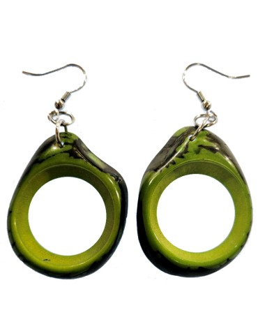 Boucles d'oreilles Tyka en Tagua ou Ivoire Végétal teintées En vert