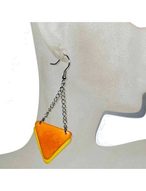 Boucles d'oreilles "double triangle" en ivoire végétal teintées Boucles d'oreilles "double triangle" en ivoire végétal teintées