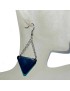 Boucles d'oreilles Torenia double triangles en ivoire végétal teintées en Bleu foncé et Bleu clair
